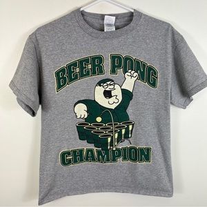 Family Guy Beer Pong champion 2008 Tshirt grey adult size medium